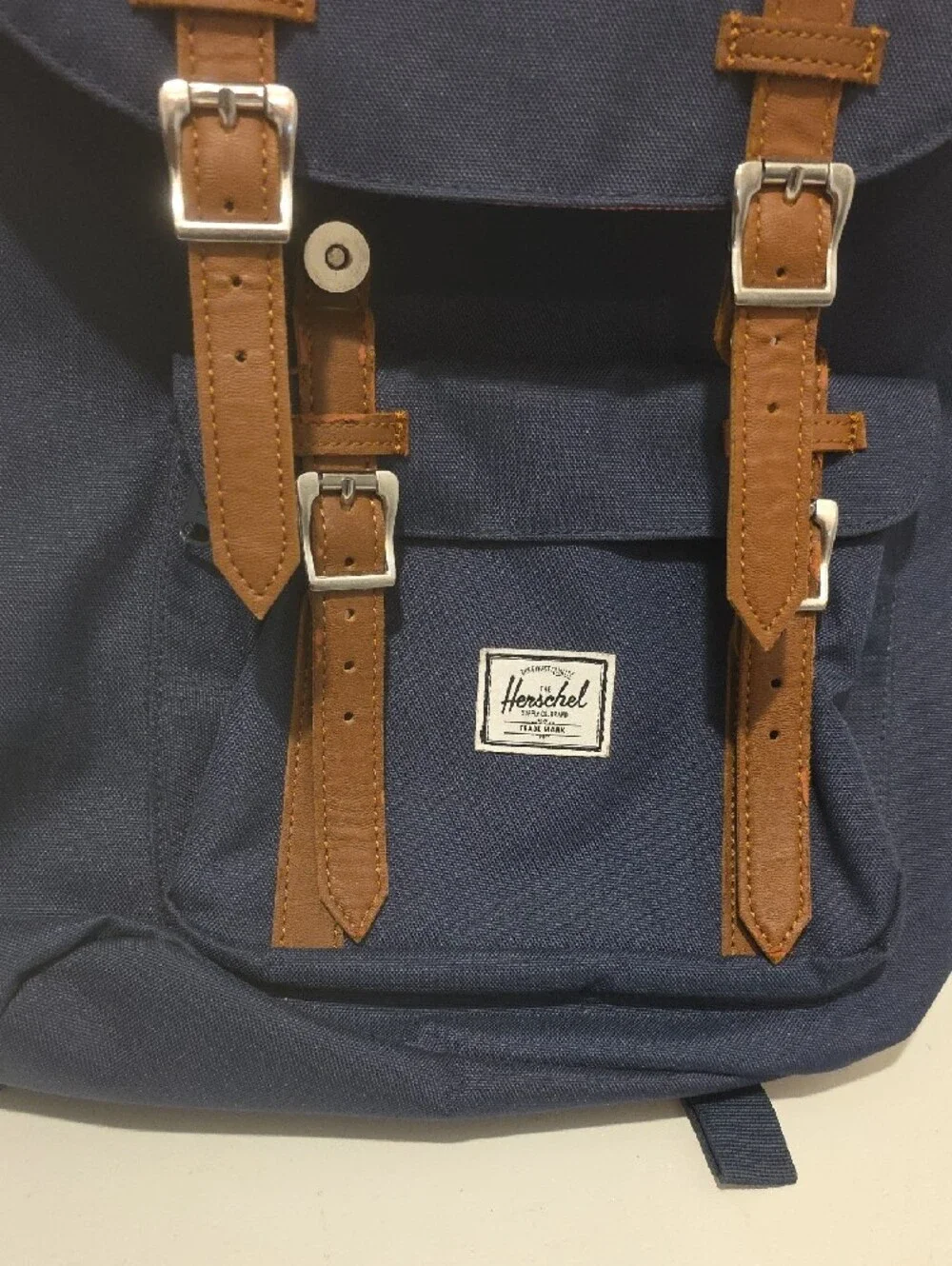 Herschel Supply Company Navy Backpack with Brown Straps NWOT